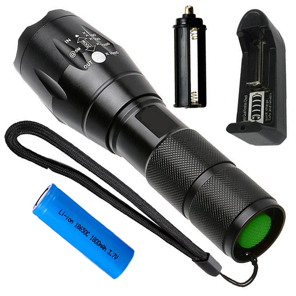 Buy 700mtr Rechargeable 5 Mode LED Waterproof Long Beam Metal Torch 22W ...