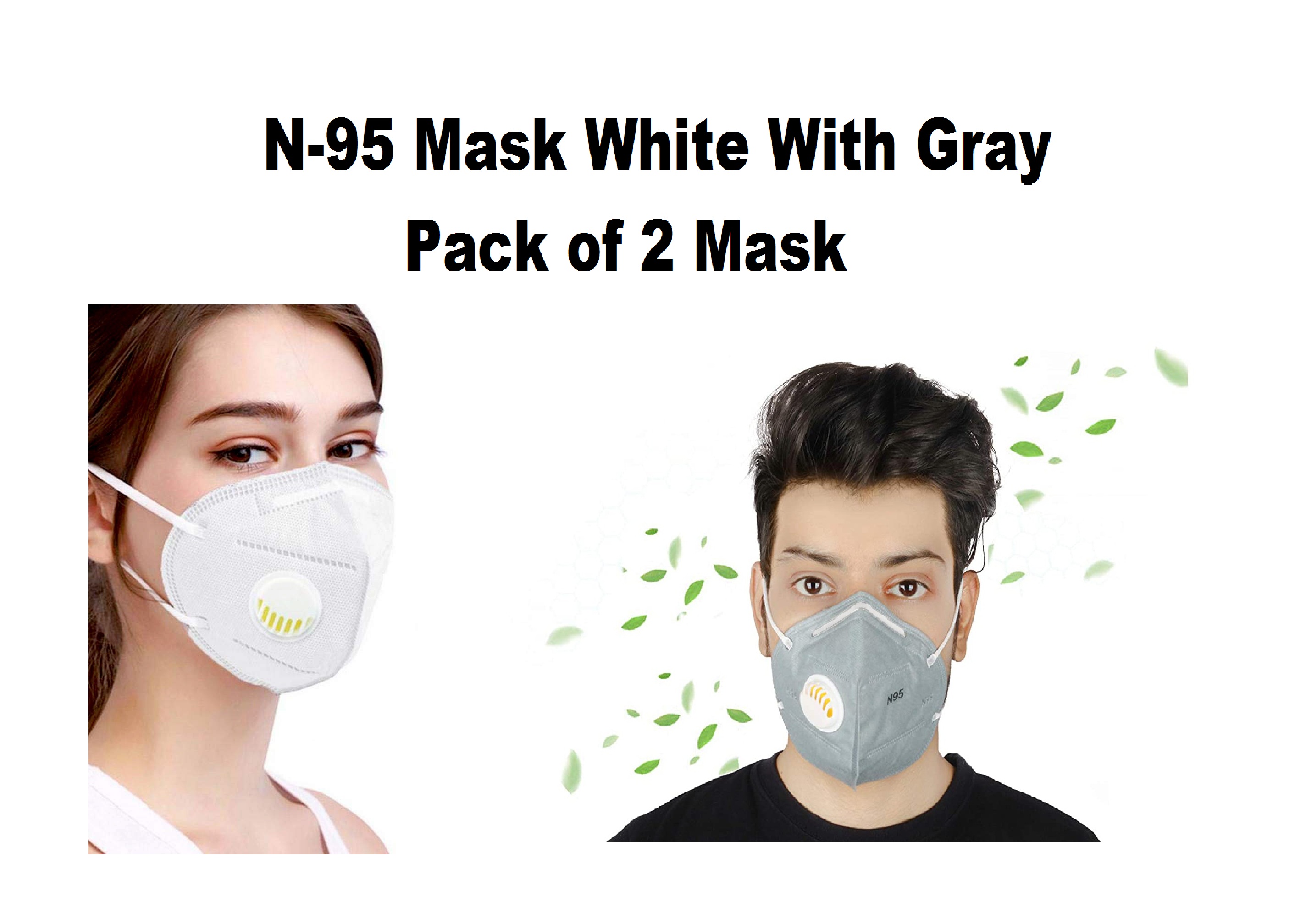 Buy N95 Gray With White Filter And Reusable Mask Respirator with Valve