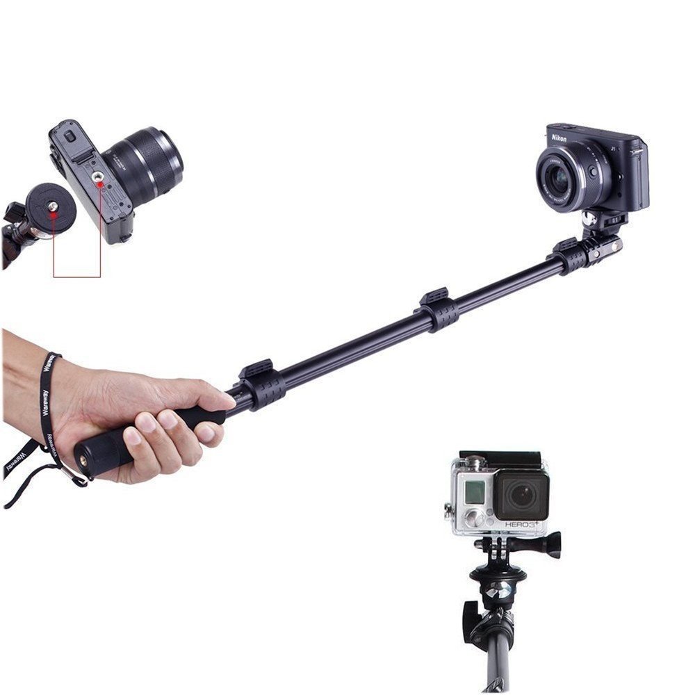 Crystal Digital YT 1288 Aluminium Alloy Extendable Selfie Stick with Bluetooth Remote Shutter Black