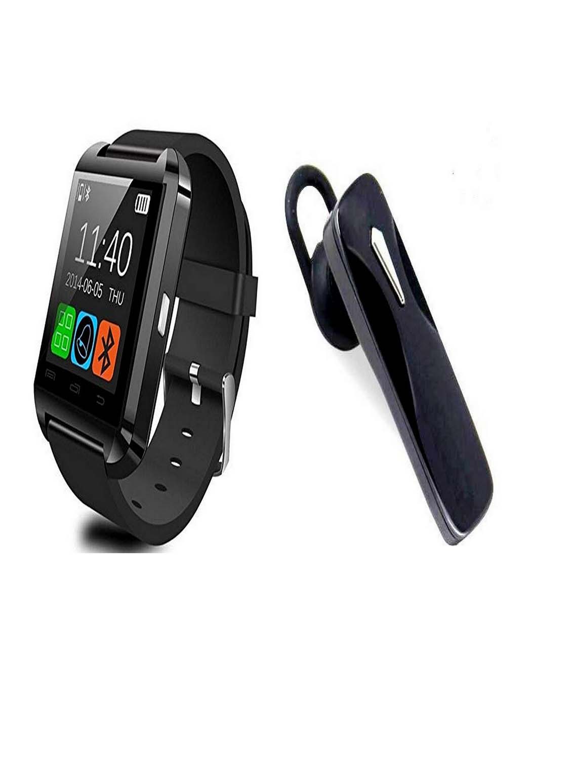 Bushwick Presents U10 Bluetooth Android IOS, Health Fitness Black Smartwatch With K1 Bluetooth Headset With Mic.