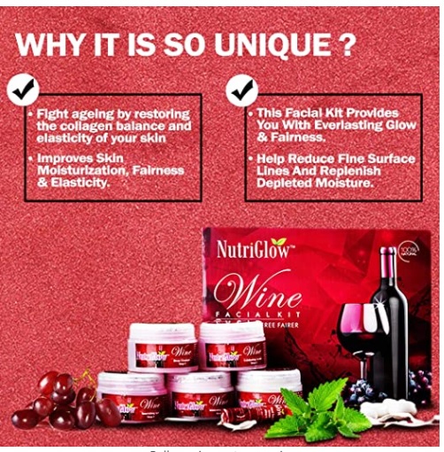 Buy NUTRIGLOW Wine Facial Kit for blemish free fairer complexion with 5