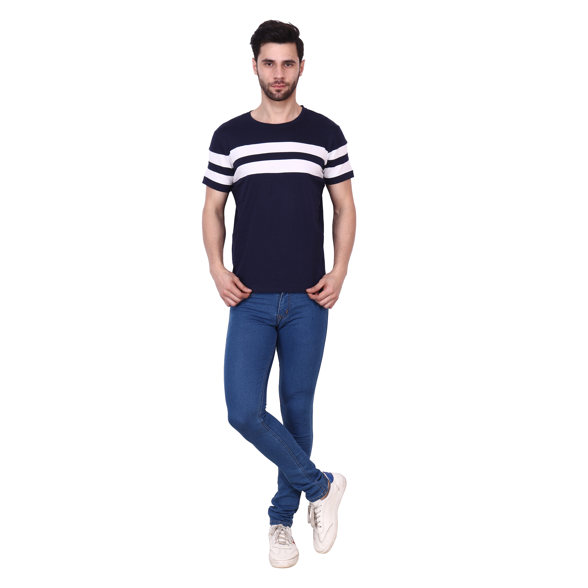 Buy Tjar Cotton t-shirt for Men's Navy Online @ ₹299 from ShopClues