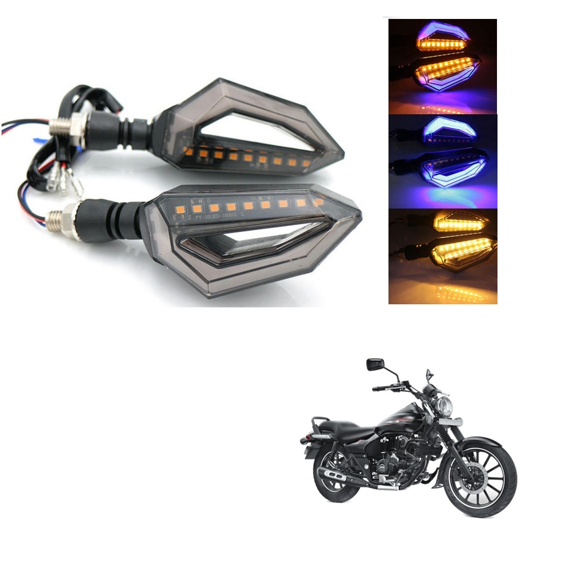 Buy Auto Addict Bike Indicator Lights D shaped 4Pcs 9 LED DRL (Blue