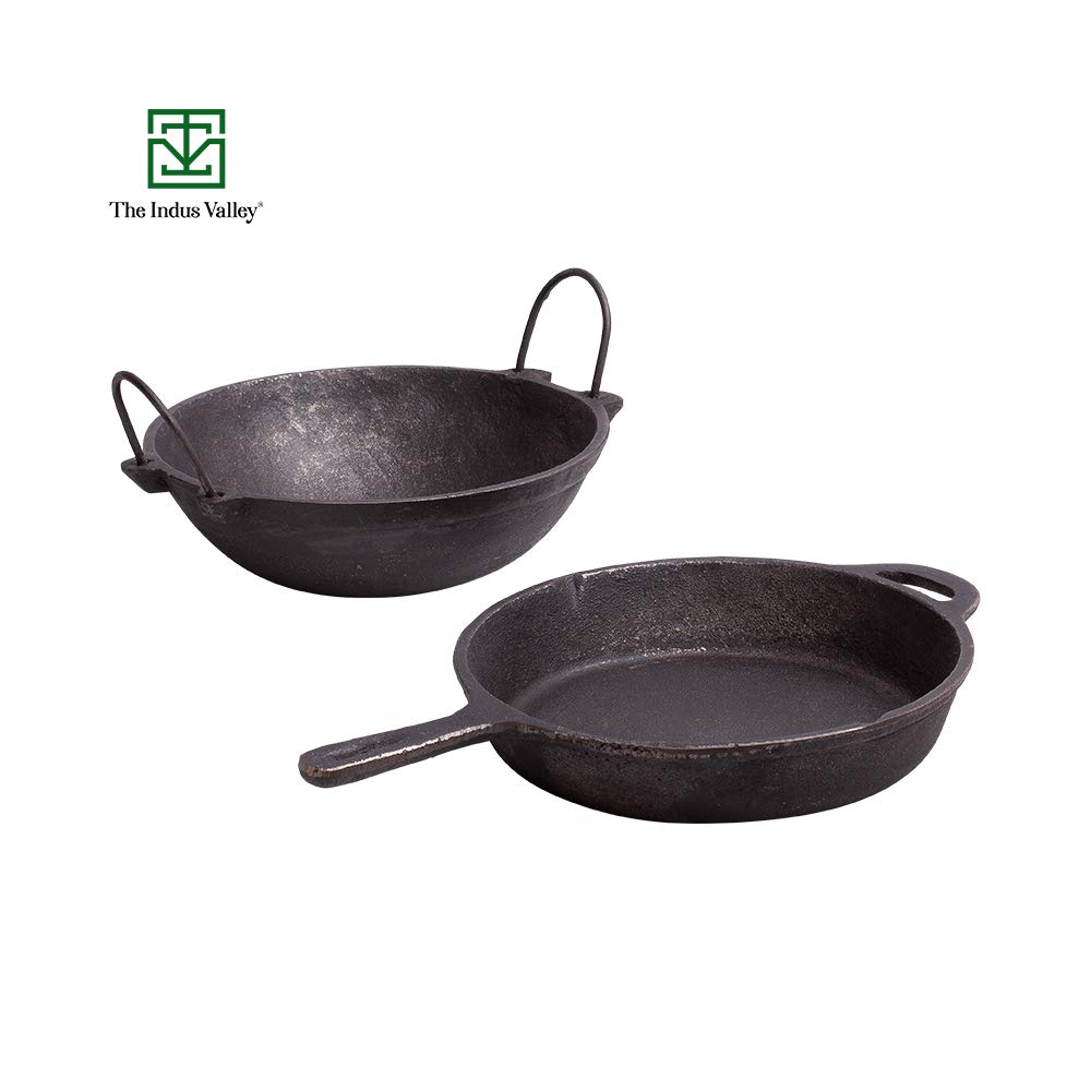 Buy The Indus Valley Cast Iron Cookware Set Skillet (10Inch) + Kadai