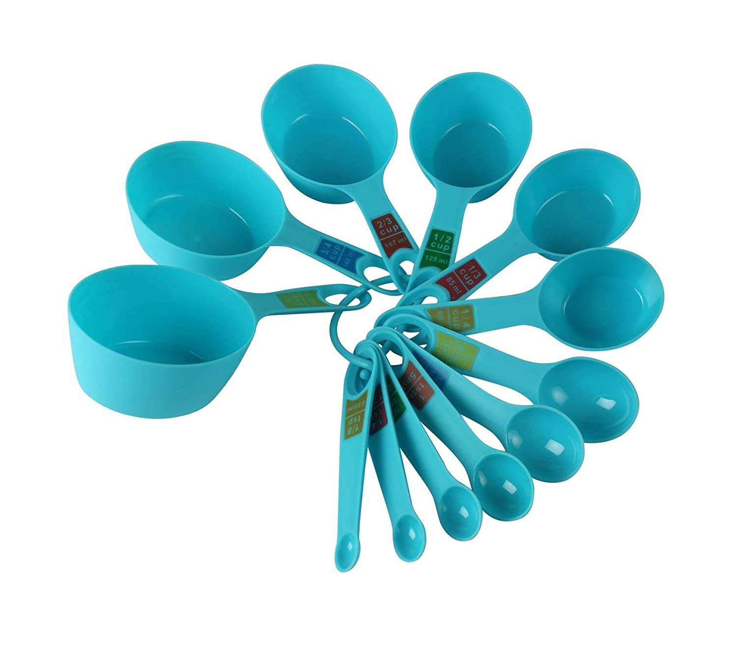 Buy Sunshine Plastic Measuring Cups And Spoon Set With Ring Holder 12 Piece Set Blue Online 1812