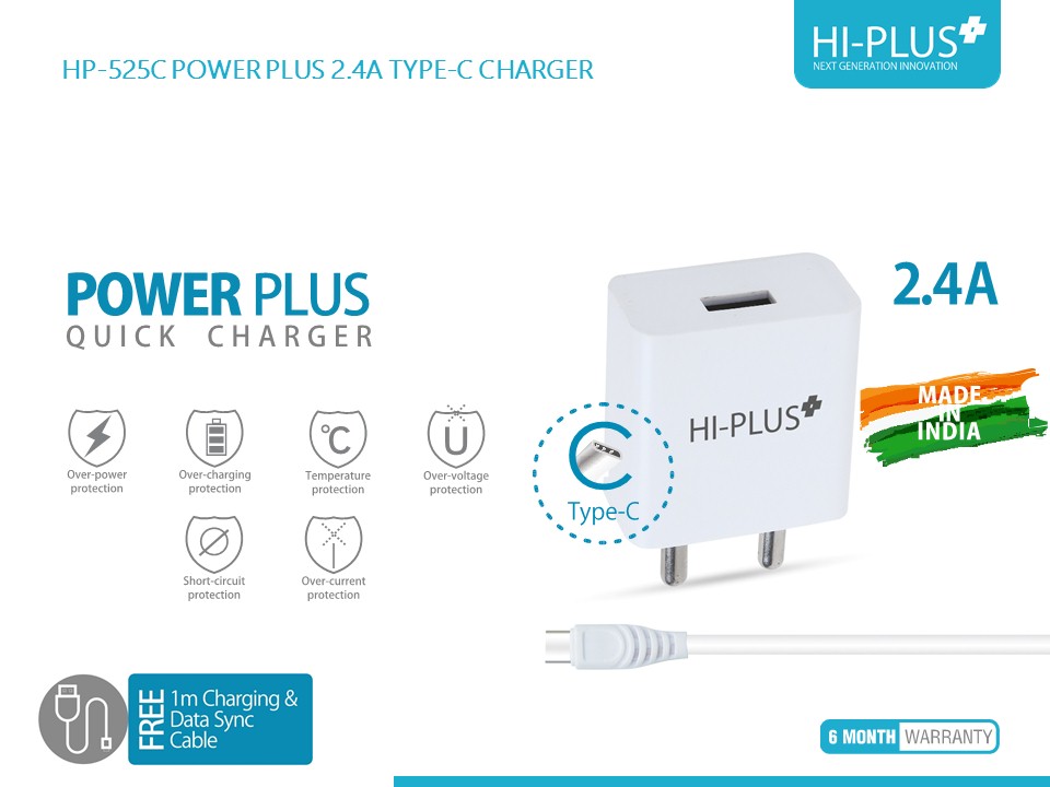 HP 525C POWER PLUS 2.4A TYPE C CHARGER