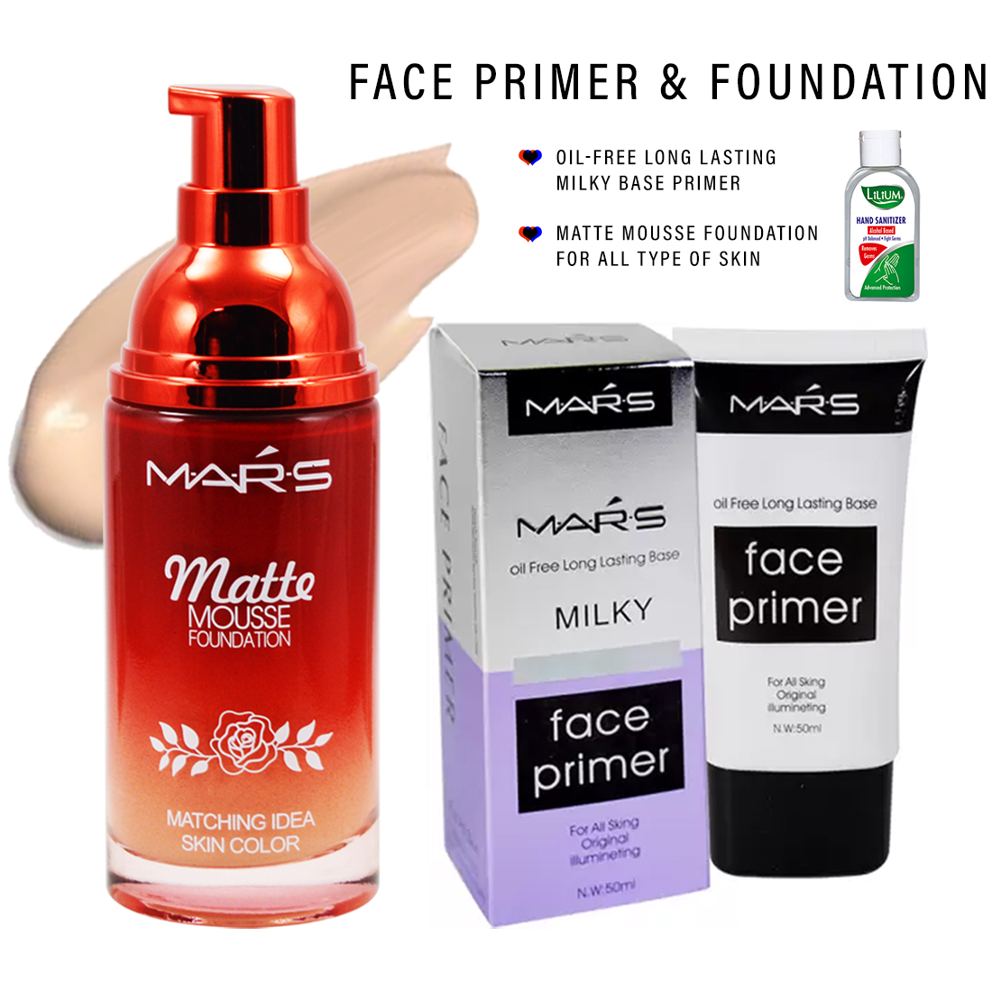 Buy Mars Matte Mousse Foundation & Face Primer, (F06 & T31), Pack of 2