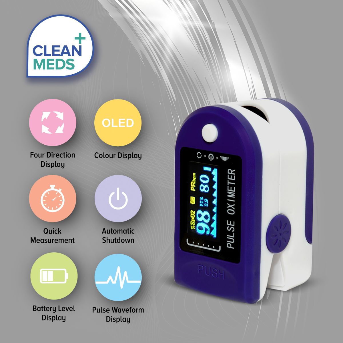 Buy ClEAN MEDS Fingertip Pulse Oximeter Online @ ₹3695 from ShopClues