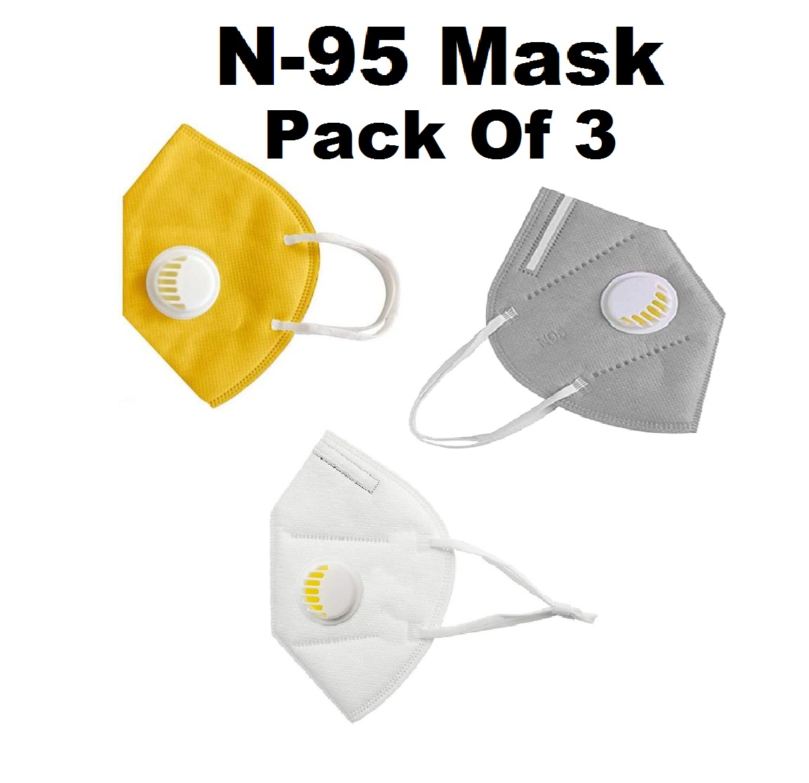 Buy N95 Mask Gray,White,Yellow Combo Pack Of 3 Face Mask Respirator