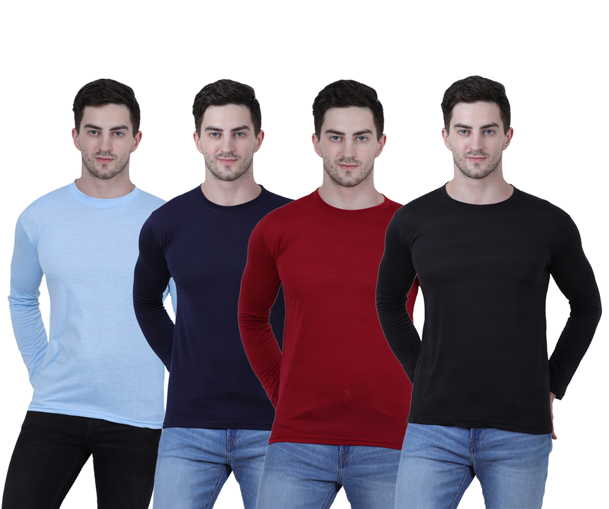 Buy Ketex Black Round Neck Spun Cotton Full Sleeves Men T-shirts (Pack ...