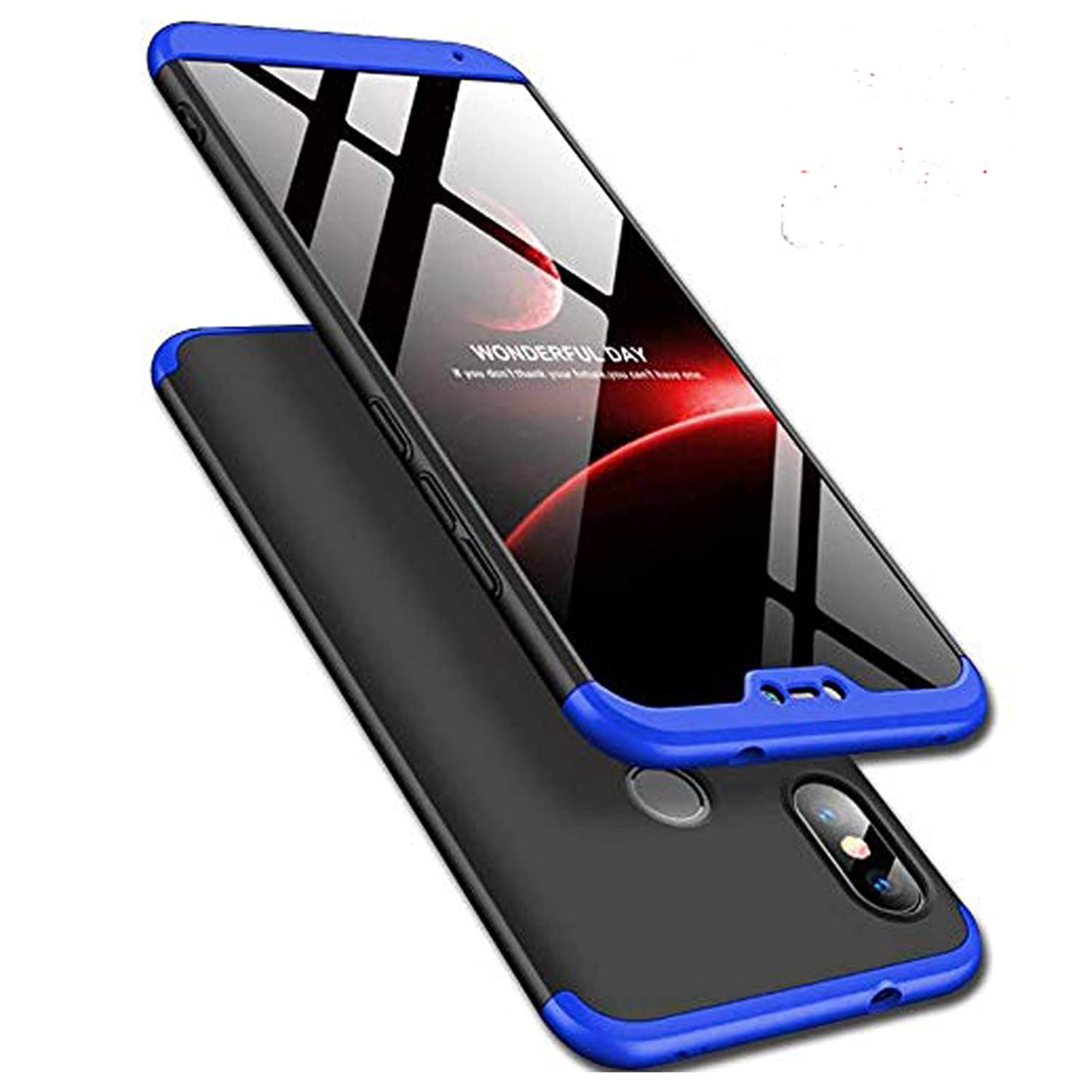 GKK Redmi 6 Pro Cases and Covers  3 in 1 Slim Fit, 360 Degree Protection, Shock Proof, Hybrid Design   Blue 