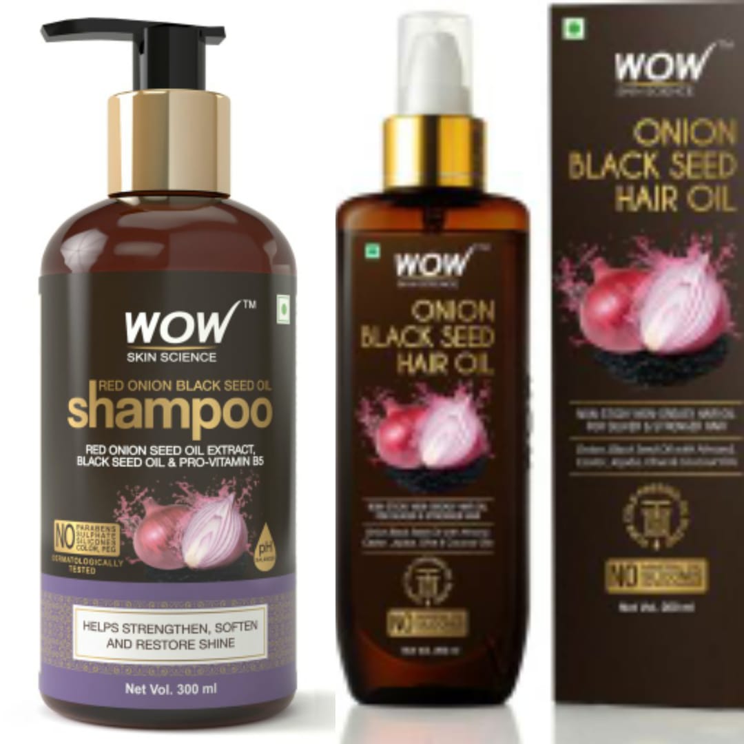 WOW Skin Science Black Seed Red onion Shampoo + Oil Combo