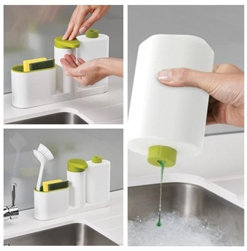 Buy 3 in 1 Kitchen Sink Stand with Liquid Soap Dispenser, Dishwasher