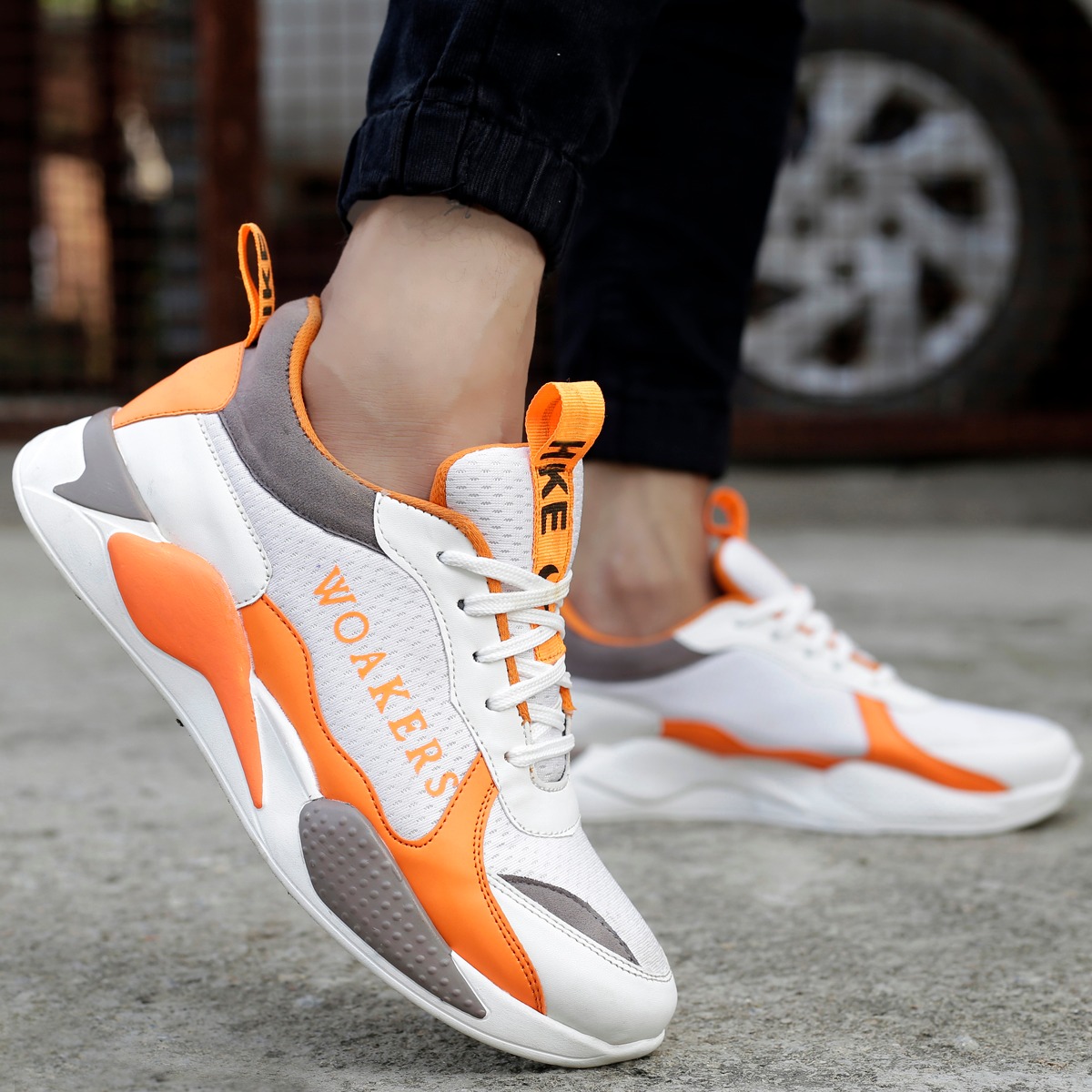 Buy Woakers Men's Orange Sneakers Online @ ₹619 from ShopClues