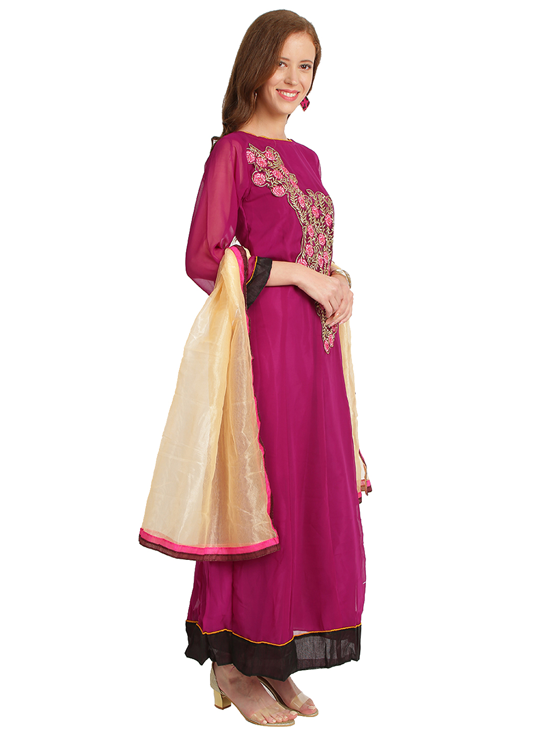 purple georgette gown