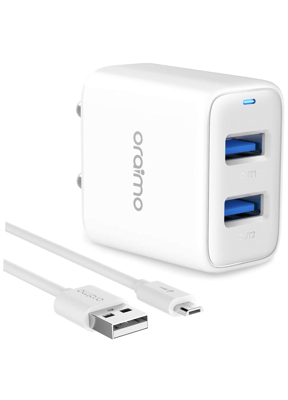 oraimo Firefly 2 5.0V/2.1A Dual USB Fast Wall Charger Micro USB Cable with Multi Protection