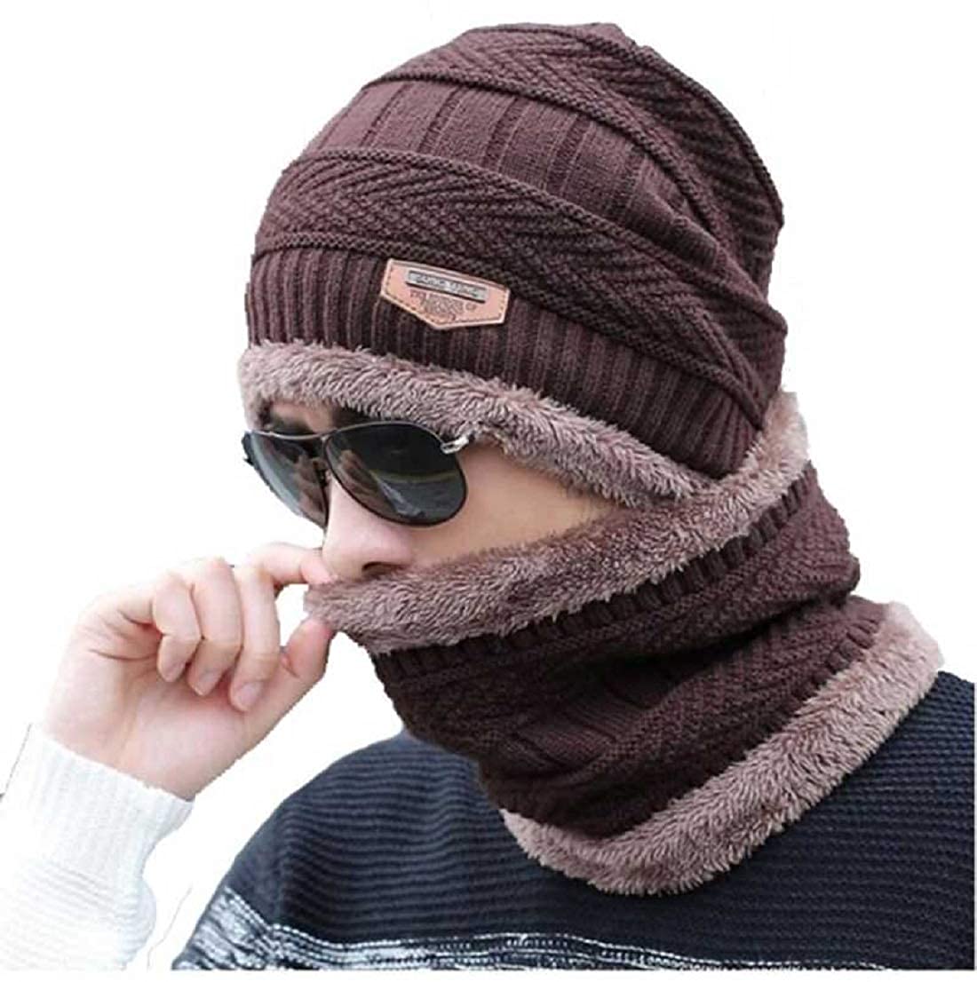 Buy Fashlook Unisex Woolen Cap Paired With Neck Muffler And Neck Warmer Set (Multicolour) Online 