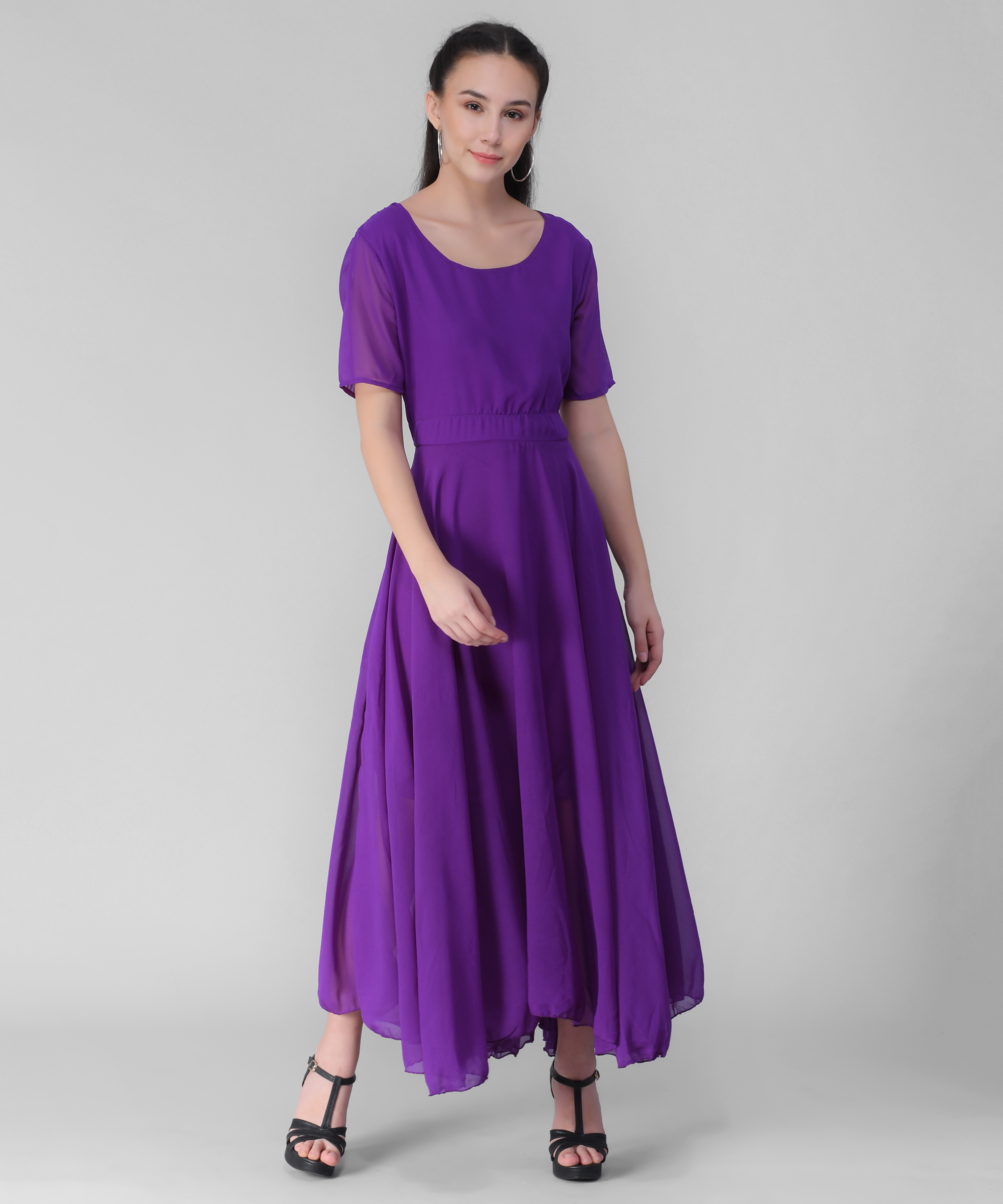 purple georgette gown