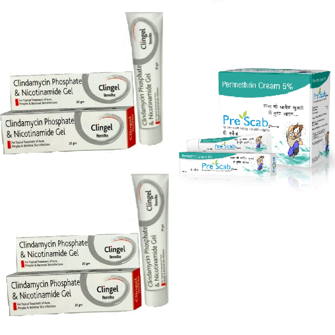 Buy Clingel Cream for topical treatment of Acne, Pimples Cream 2+1 Pre