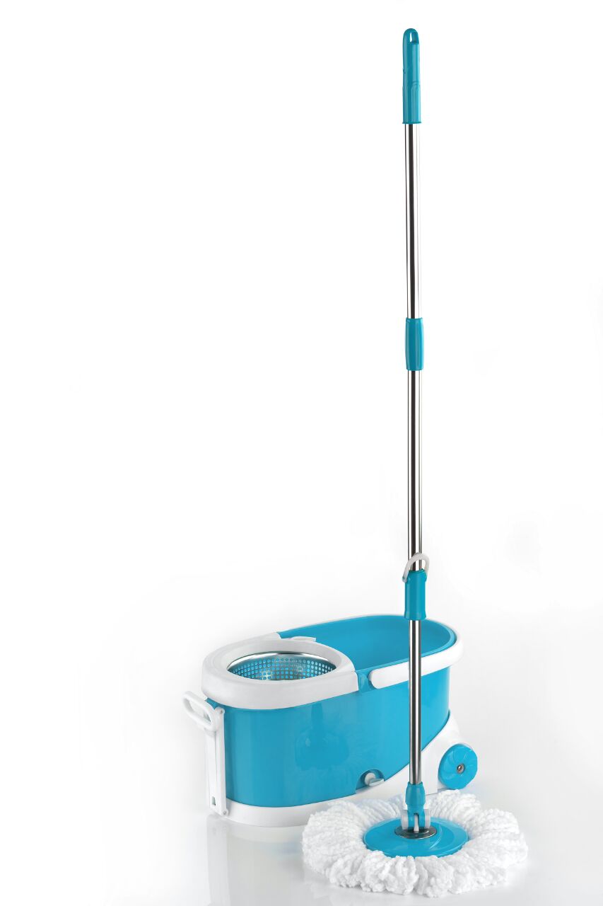 Buy Spin Mop with Bigger Wheels and Plastic Auto Fold Handle for 360