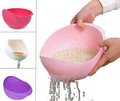 Plastic Washing Bowl Strainer Cum Basket for Fruits, Vegetables, Rice