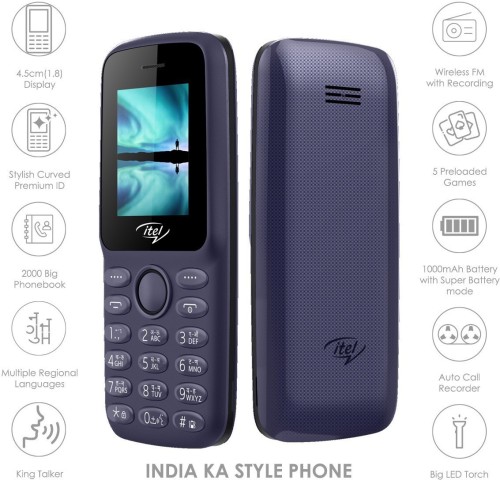 Buy iTel IT 2163 Dual Sim Feature Phone (Deep Blue) Online @ ₹1079 from ...