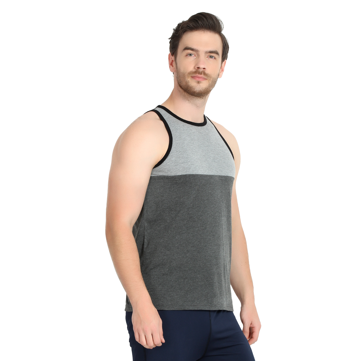 Buy Glito Men Grey Cotton Blend Muscle Fit Vest Online @ ₹324 from ...