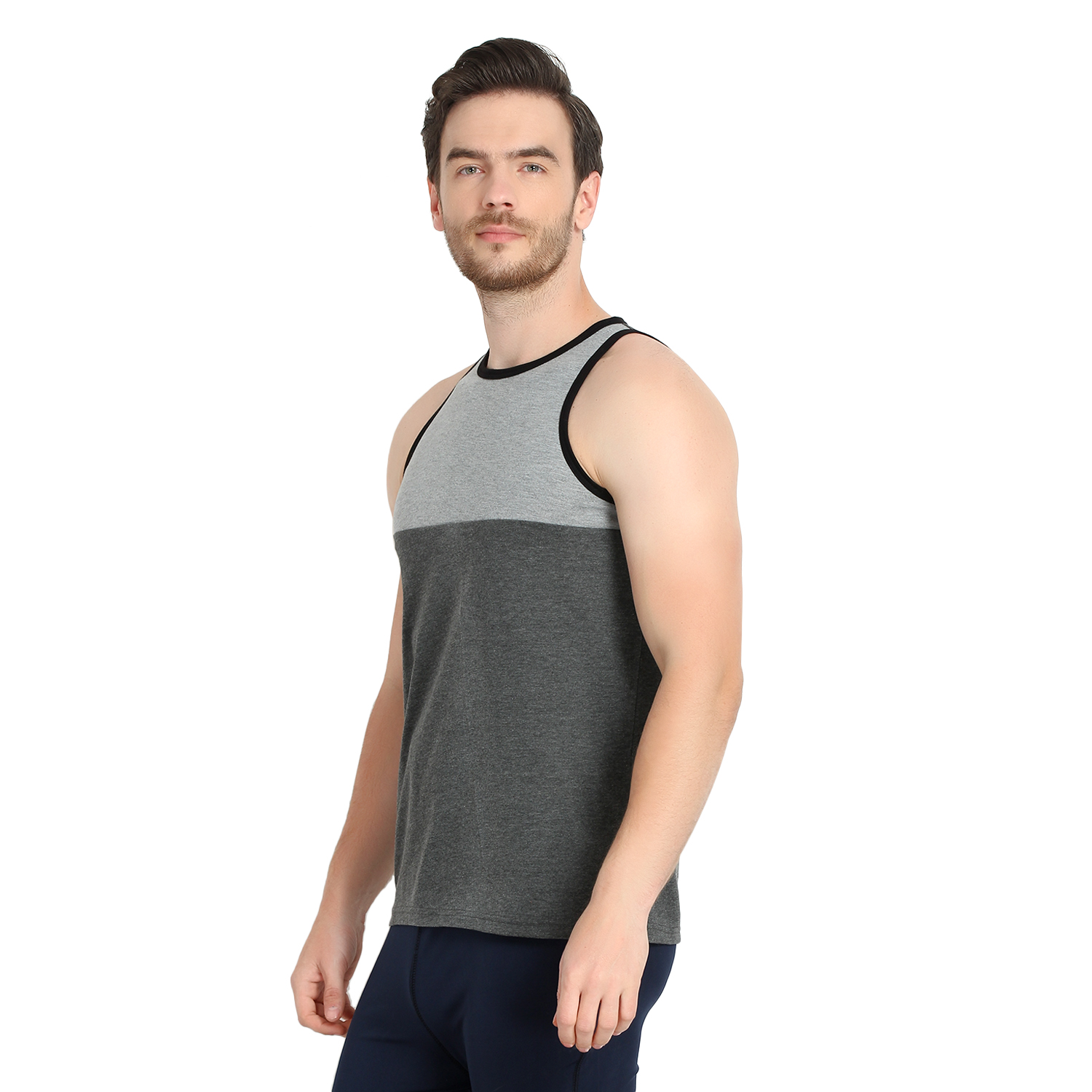 Buy Glito Men Grey Cotton Blend Muscle Fit Vest Online @ ₹324 from ...