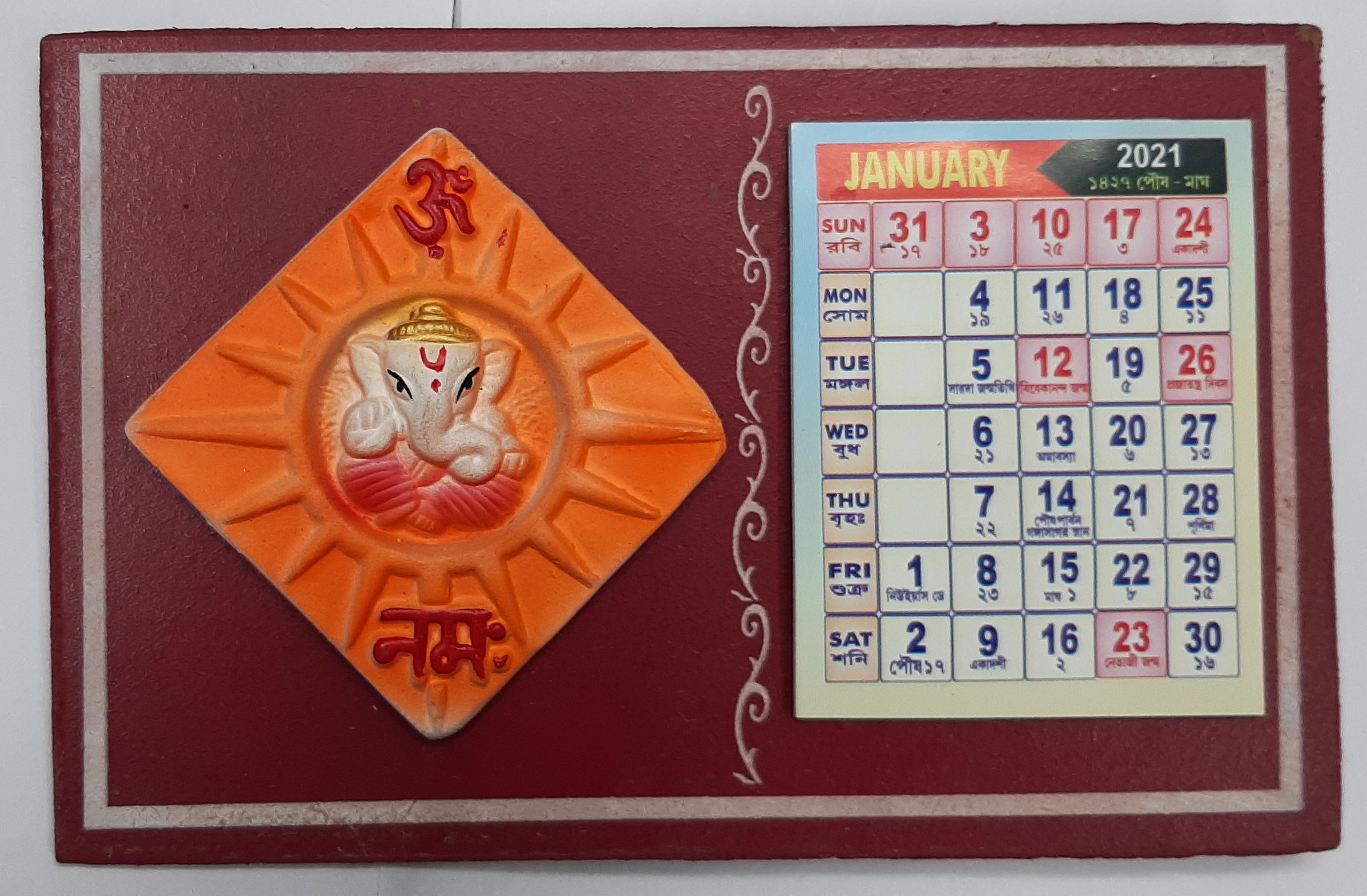buy-terracotta-hand-made-omganesh-table-calendar-with-stand-and-12