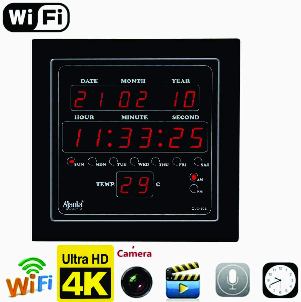 Buy Yuvi Ajanta Digital Spy Camera Ajanta Wall Clock Hidden with Motion ...