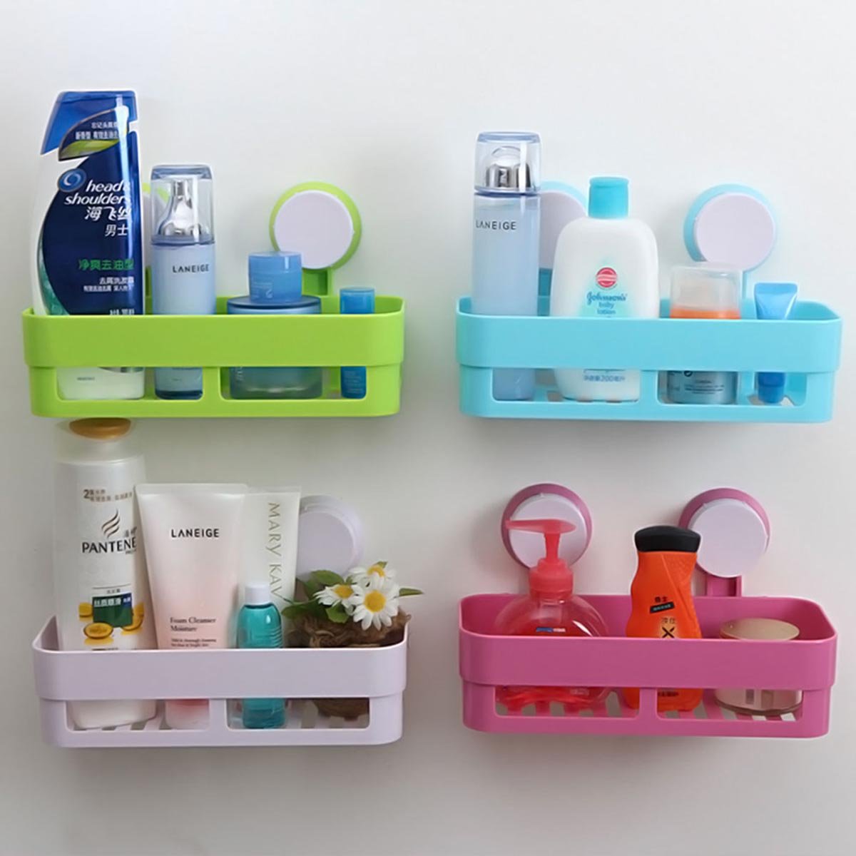 Alleybelly Enterprise Plastic Inter Design Bathroom Kitchen Organize Shelf Rack Shower Corner Caddy Basket with Suction
