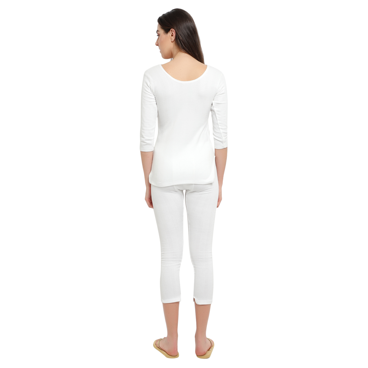 Buy Adeera Thermal wear for Women 3/4 Sleeves Body Warmer White Online ...