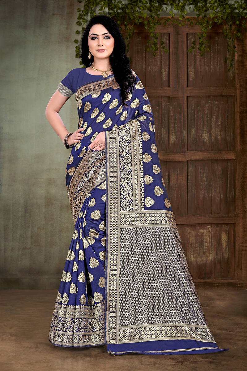 Buy Anjaneya Sarees Women's Banarasi Silk Saree With Blouse Pices ...