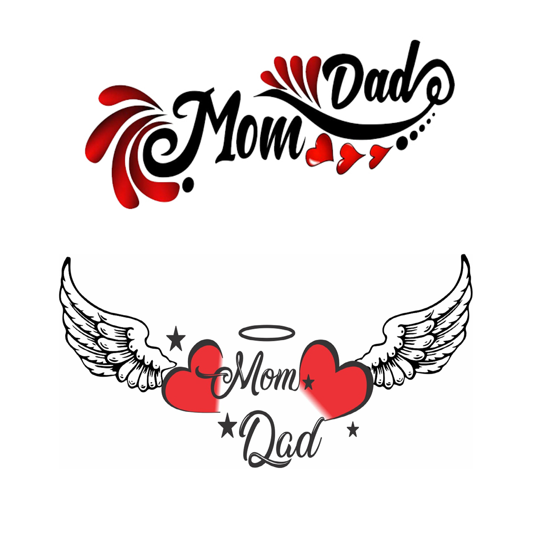 Buy Mom Dad with Wings Combo Tattoo Waterproof Men and women Temporary ...