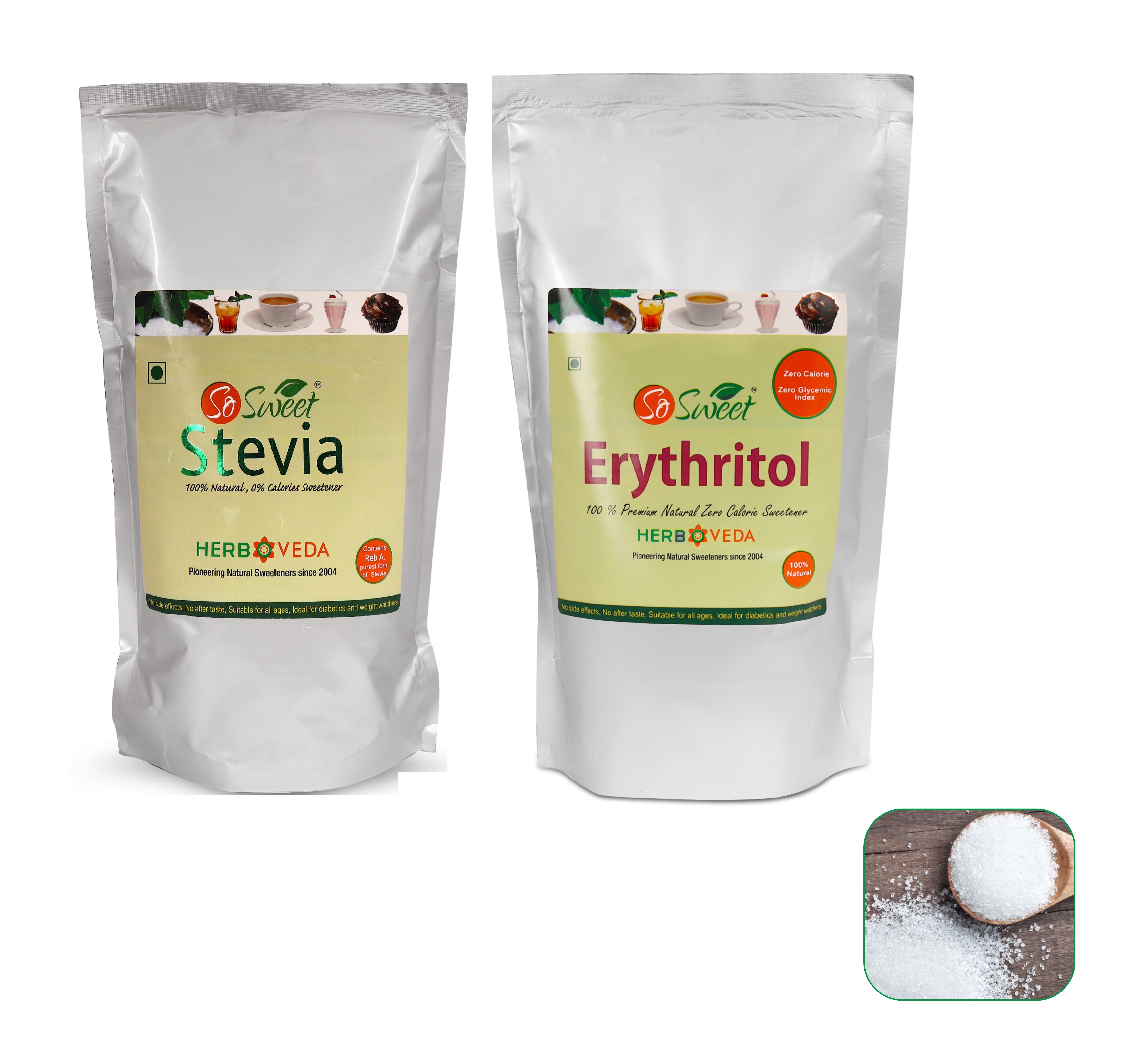Buy So Sweet Stevia Powder 1kg + Erythritol 1kg Zero Calorie Sugar Free Sweetener Online Get