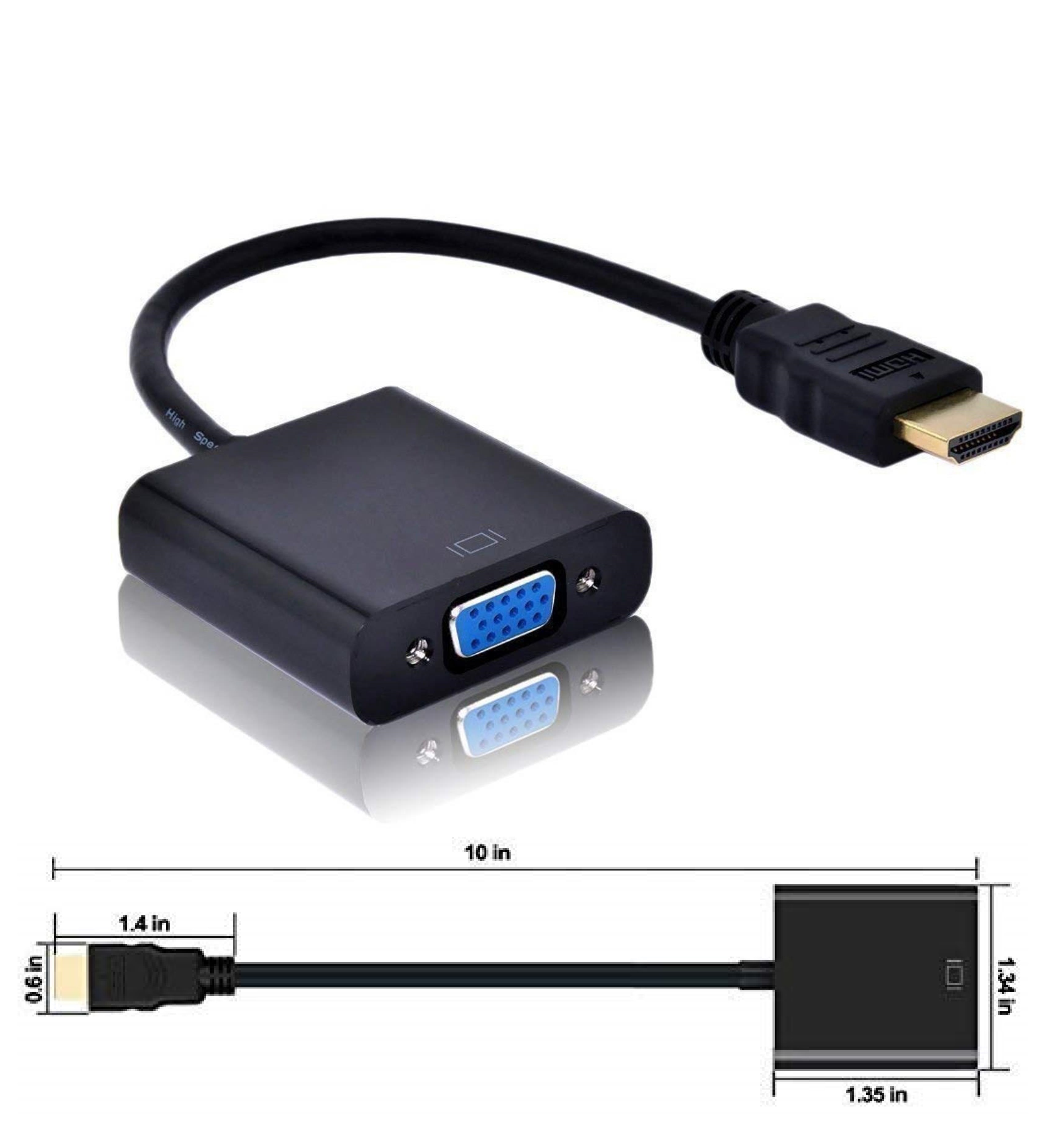 BOSSTECH HDMI Male to VGA 1080P with Audio HD Video Cable Converter Adapter for PC Desktops Laptops HDMI TO VGA