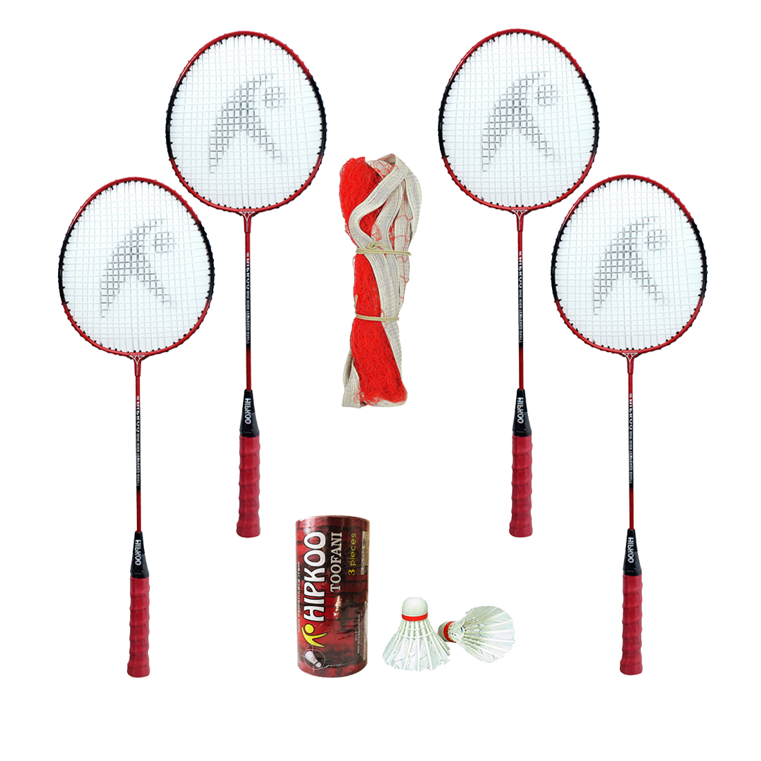 Buy Hipkoo Guts Badminton Kit (4 Rackets, 3 Feather Shuttles and Net