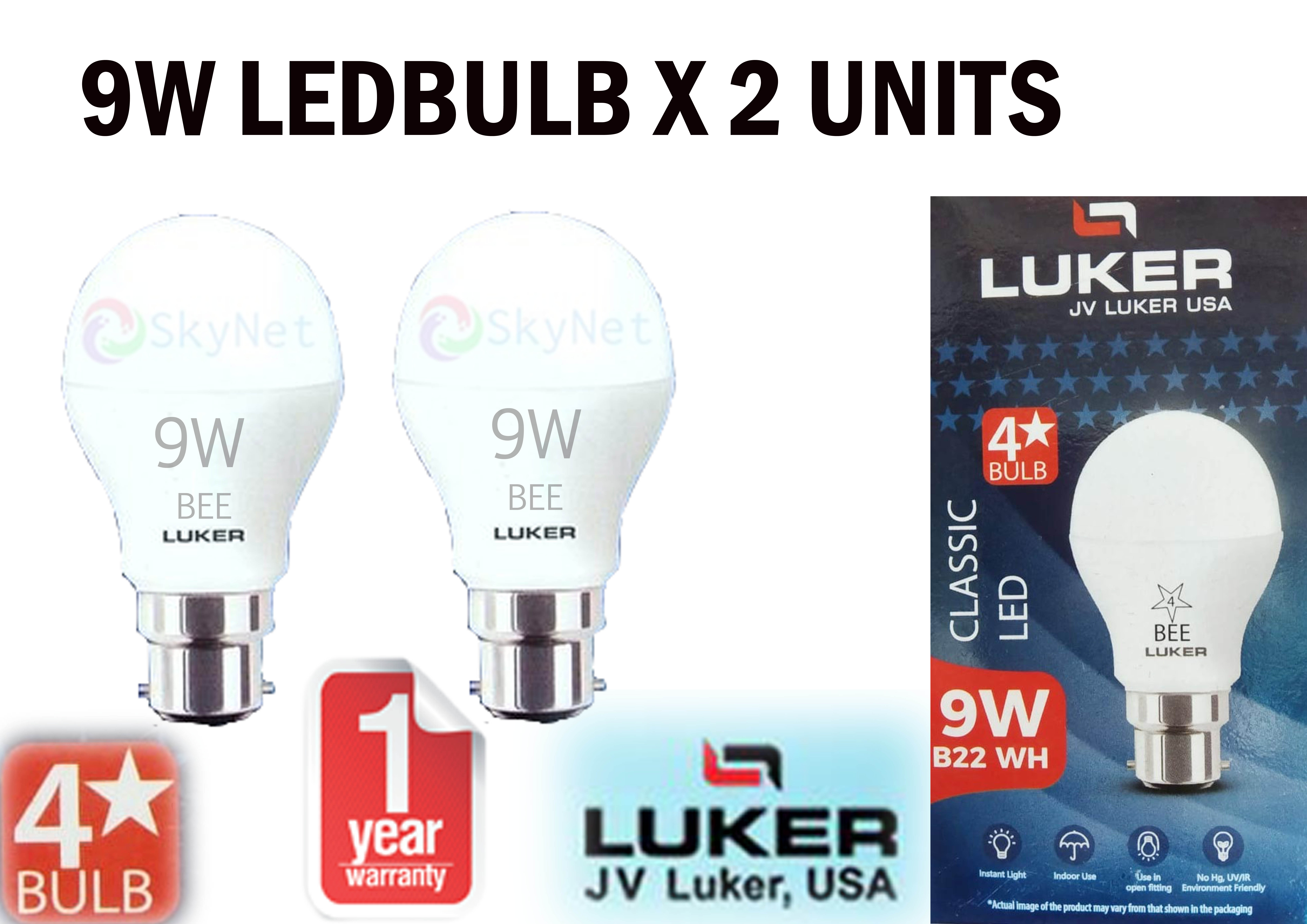 Led Bulb 1year warranty 9W x 2 piece luker Ledbulb set of 2 990 lumins