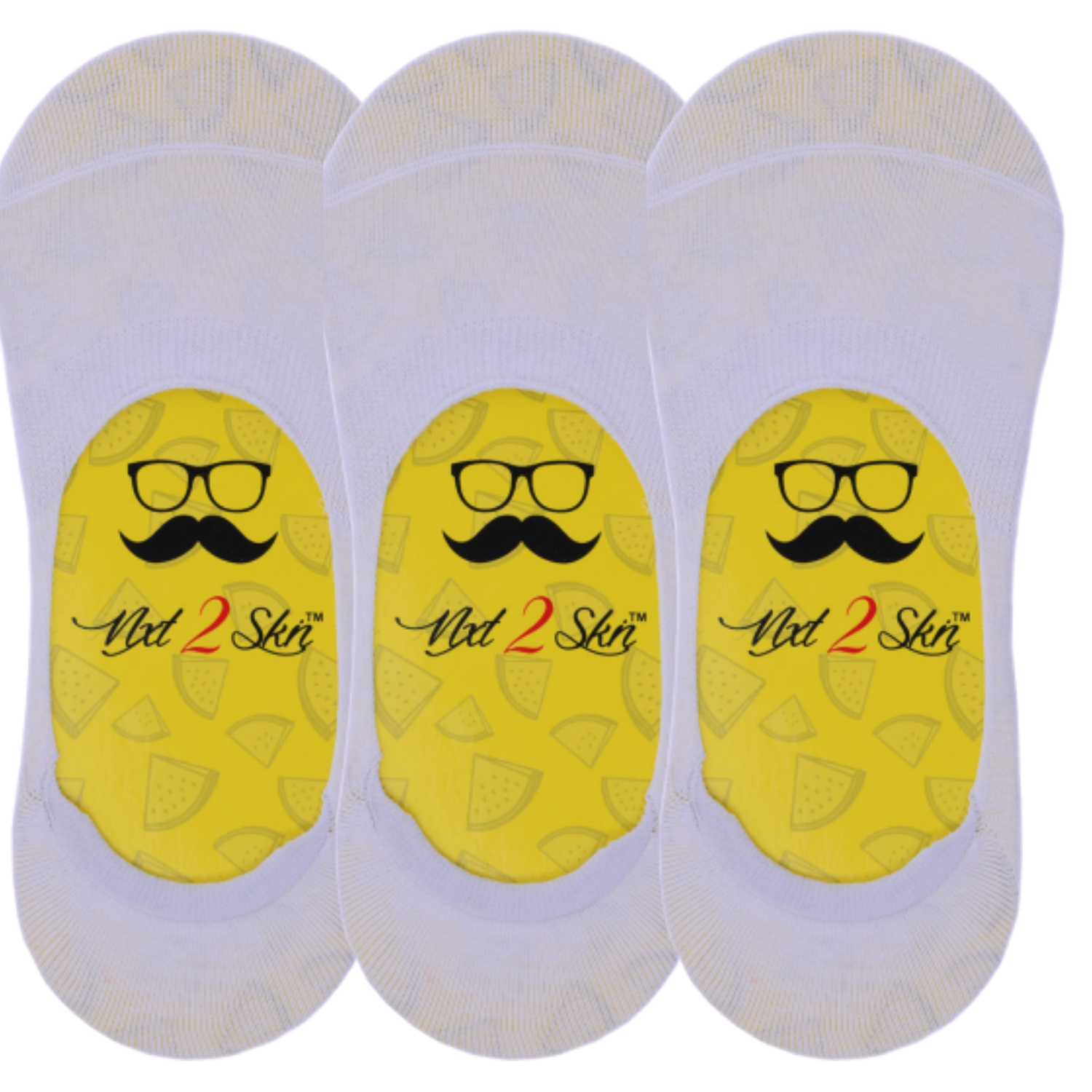 N2S NEXT2SKIN Men's Cotton Hidden Loafer No Show Invisible Socks with Anti Slip Silicon Pack of 3 Pairs White