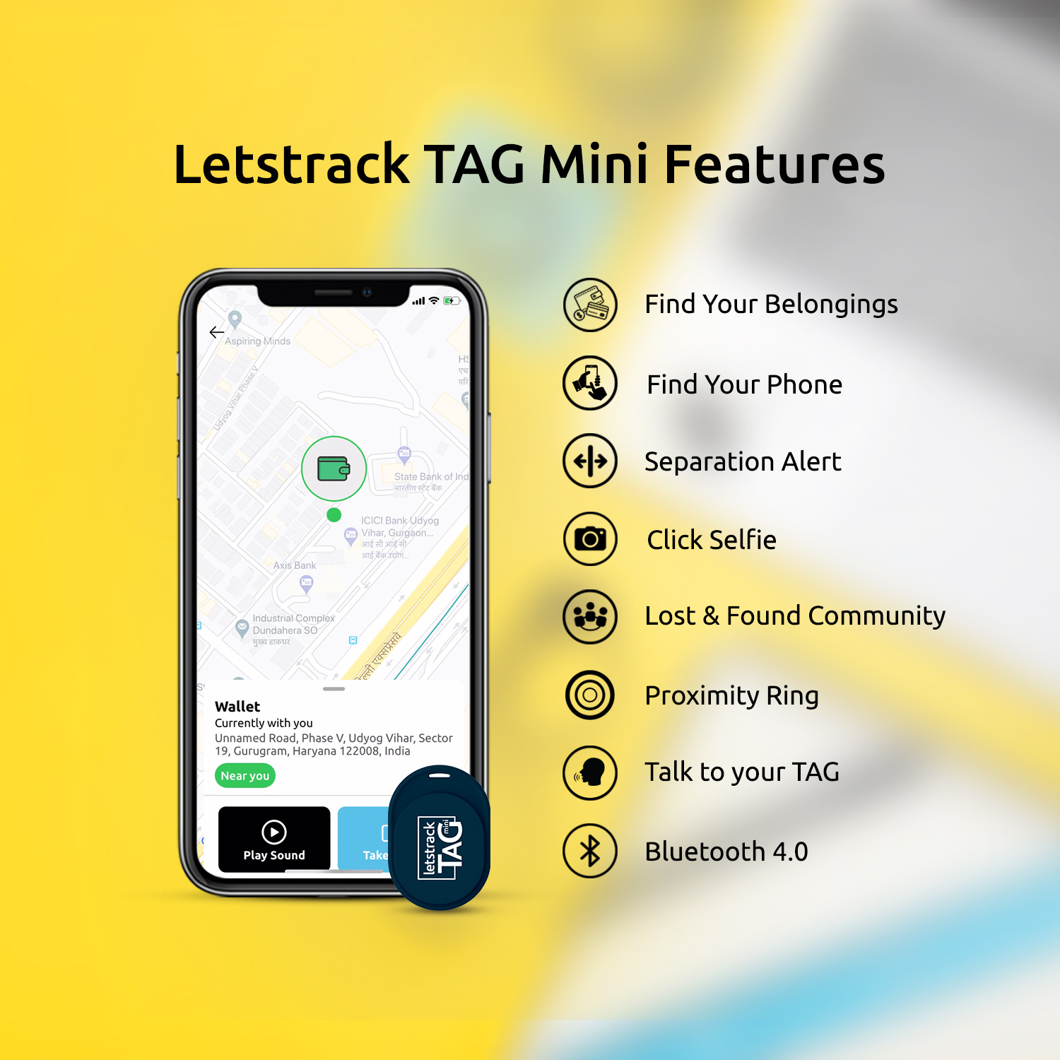 Buy Letstrack TAG Mini Smart Bluetooth Tracker For Keys, Wallet, Pets ...