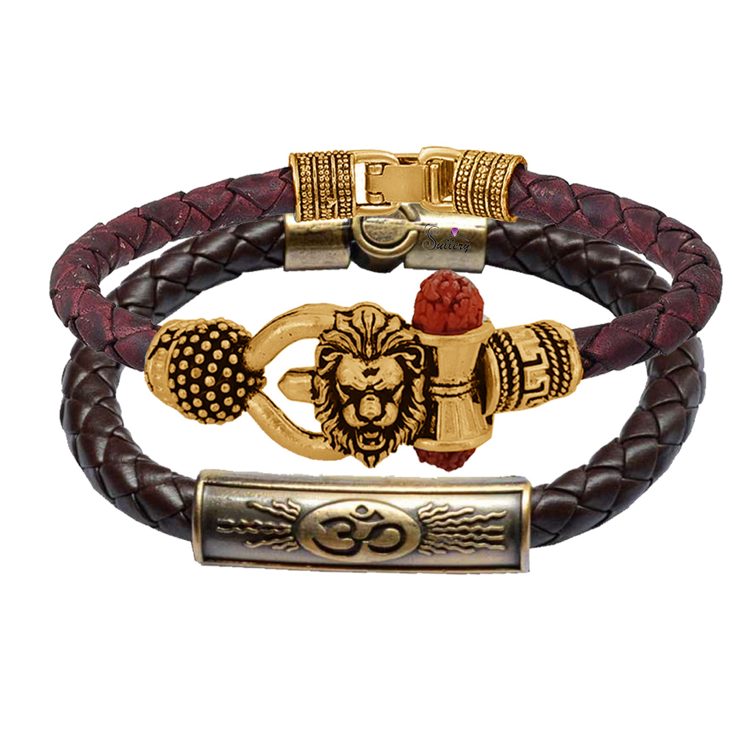 Buy Sullery Religious Loin Head Trishul Damru And Om Trishul Arm Cuff 