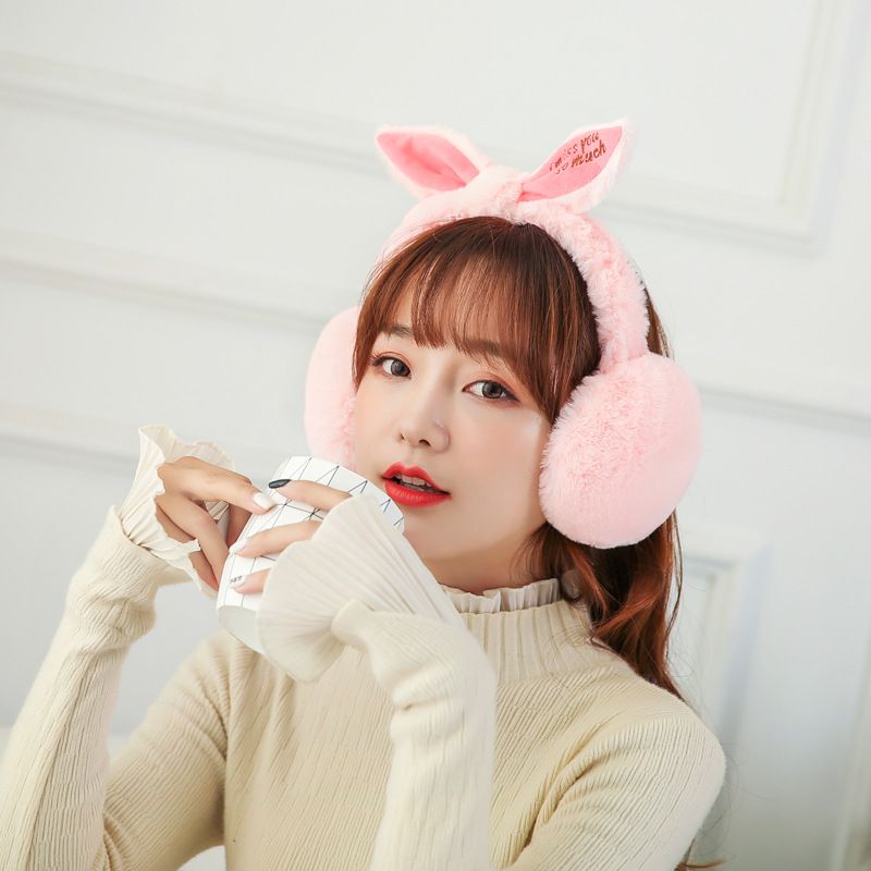 Buy Faux Fur Solid Earmuffs Women Winter Ear Warmers Foldable Fluffy ...