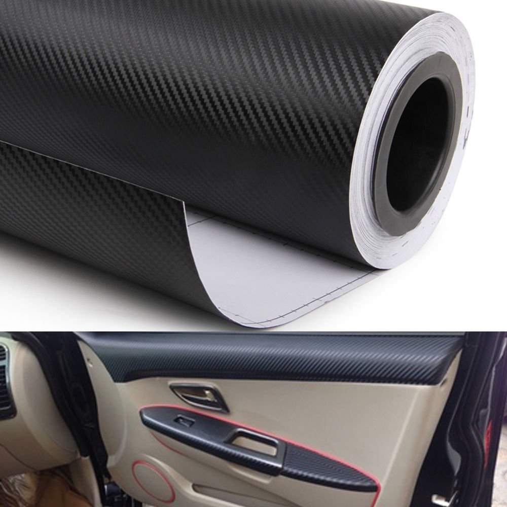 Buy Universal 12x24 3D Black Carbon Fiber Vinyl Car Wrap Sheet Roll