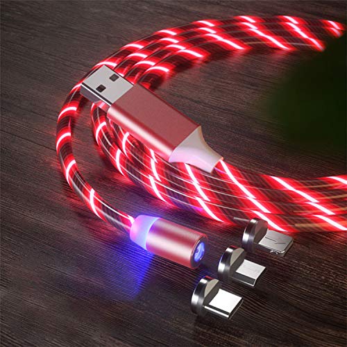 JPY 360 Degree 2.1A Fast Magnetic LED Flowing Magnetic 3 in 1 Charging Cable Multi Charger quick connect magnate
