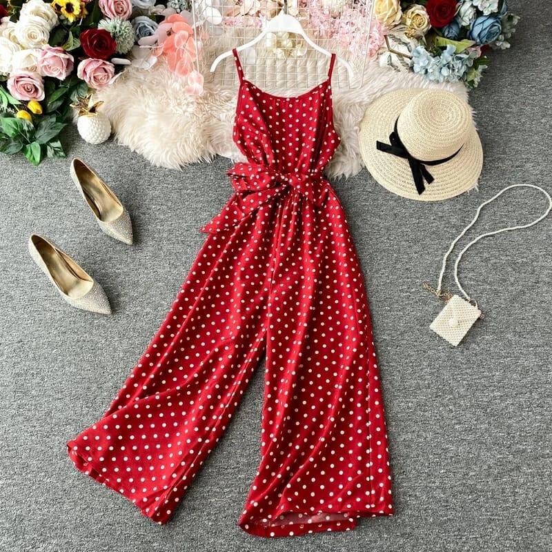 Buy Fashion Triangle Long Red Jumpsuit Online @ ₹429 from ShopClues