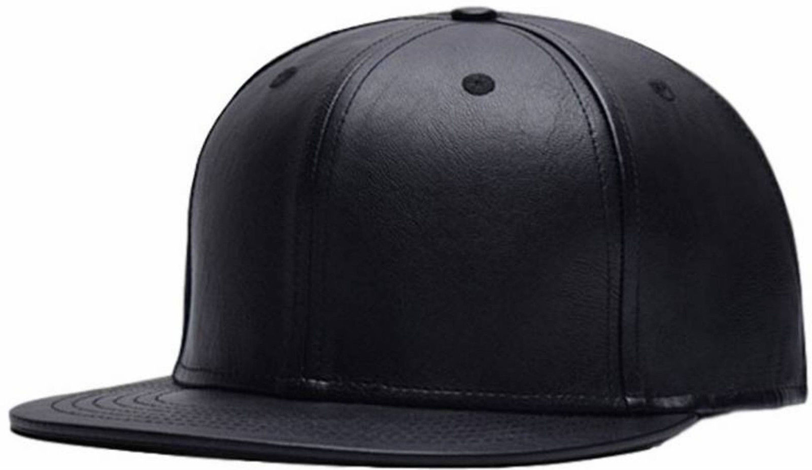 MOCOMO Leather Hiphop Cap Solid Black Cap Hat For Men Women Boys Girls