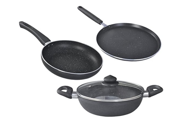 Prestige Deluxe Granite Non Stick 5 Layer Coating Cookware Set 3 Pcs
