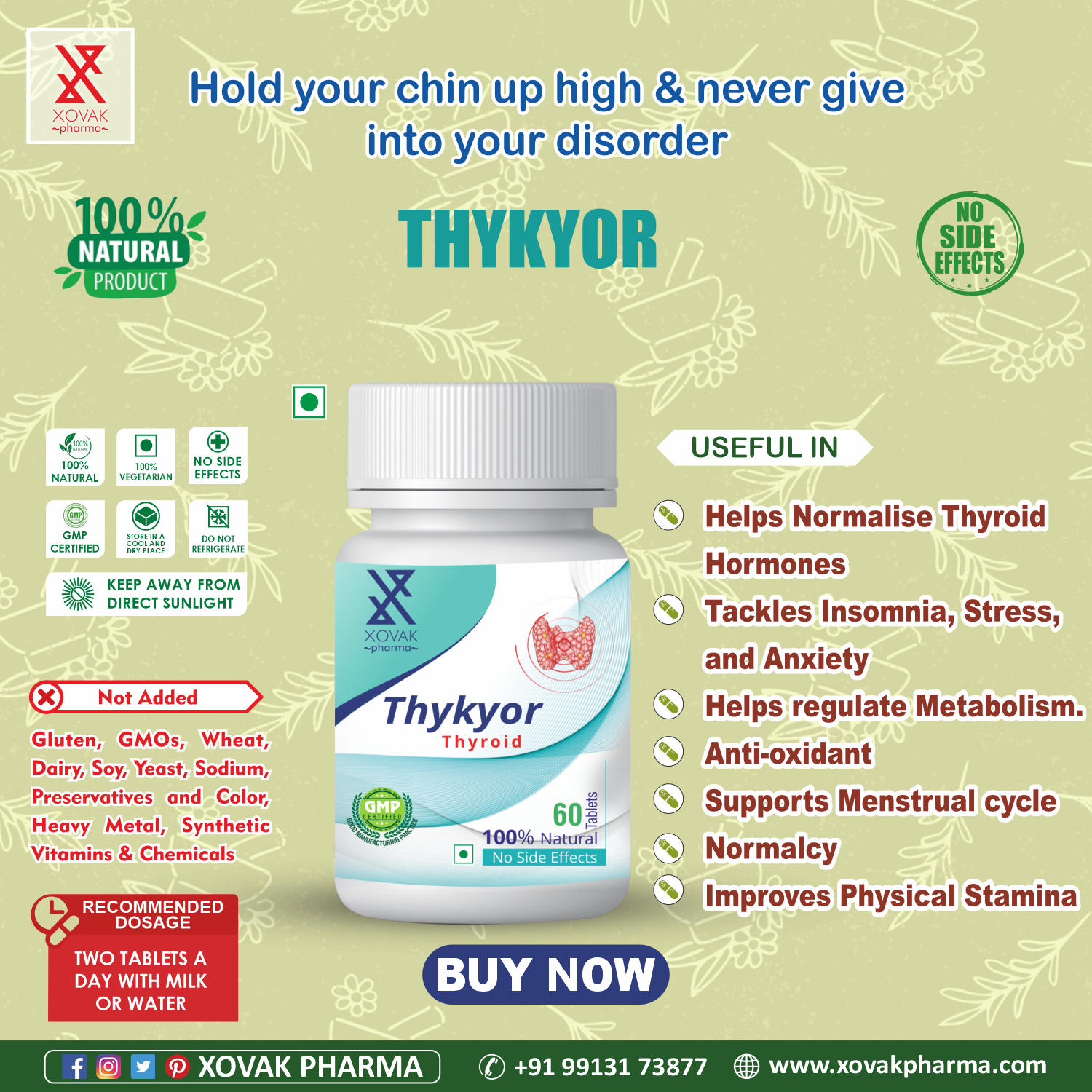 Buy Ayurvedic And Herbal Thykyor Tablets For Thyroid Care, Hypothyroid