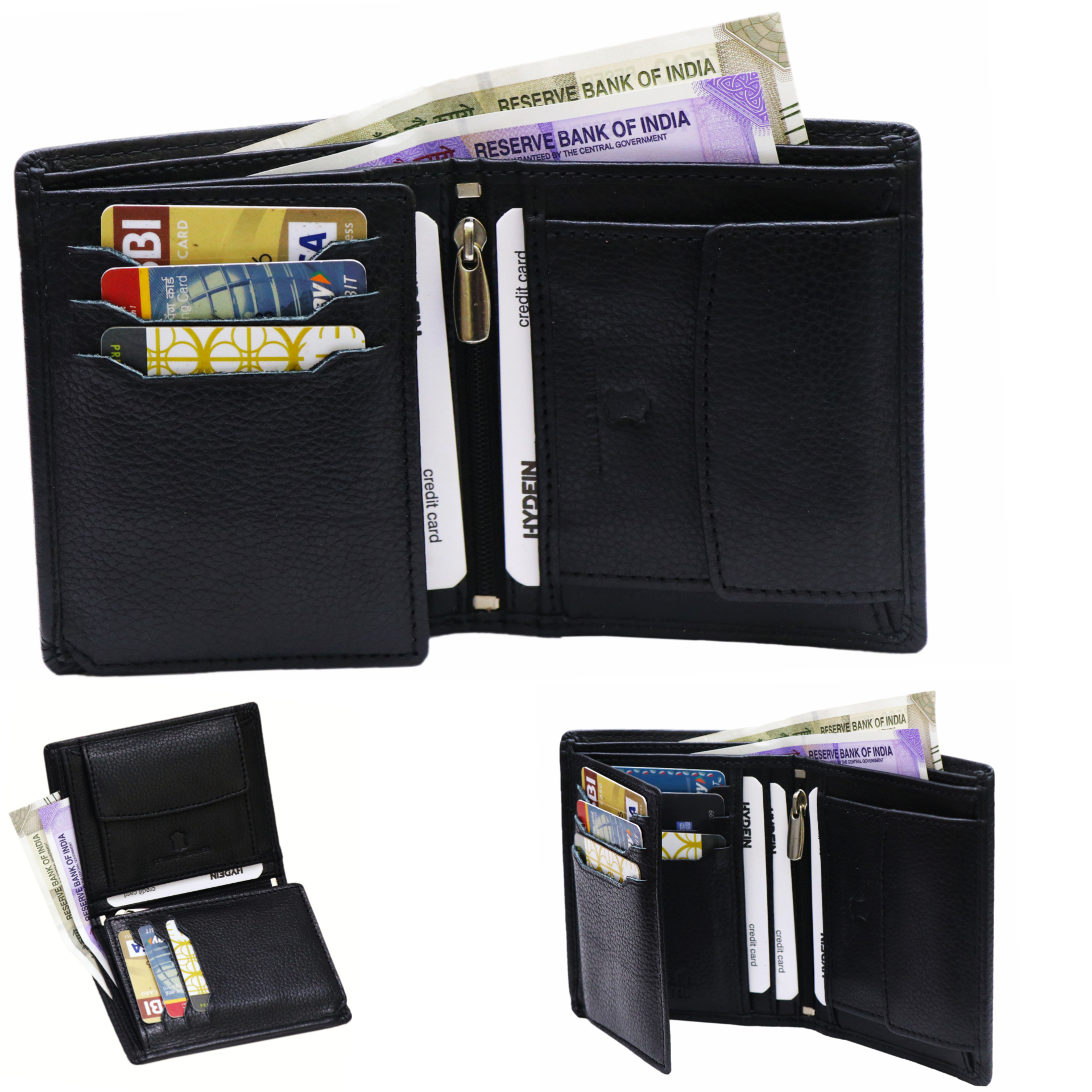 Buy Hydein Men Black Genuine Leather RFID Wallet Online @ ₹539 from ...