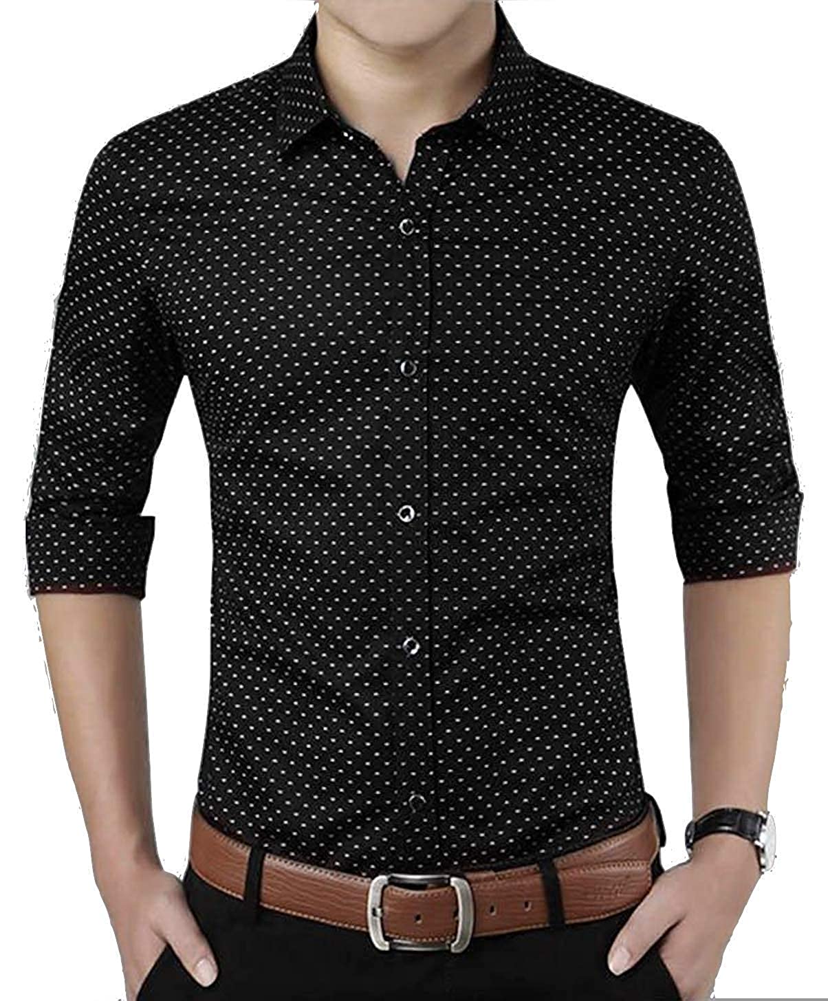 Buy RED LEAF Mehroon Dotted print casual slim fit shirt Online @ ₹439 ...